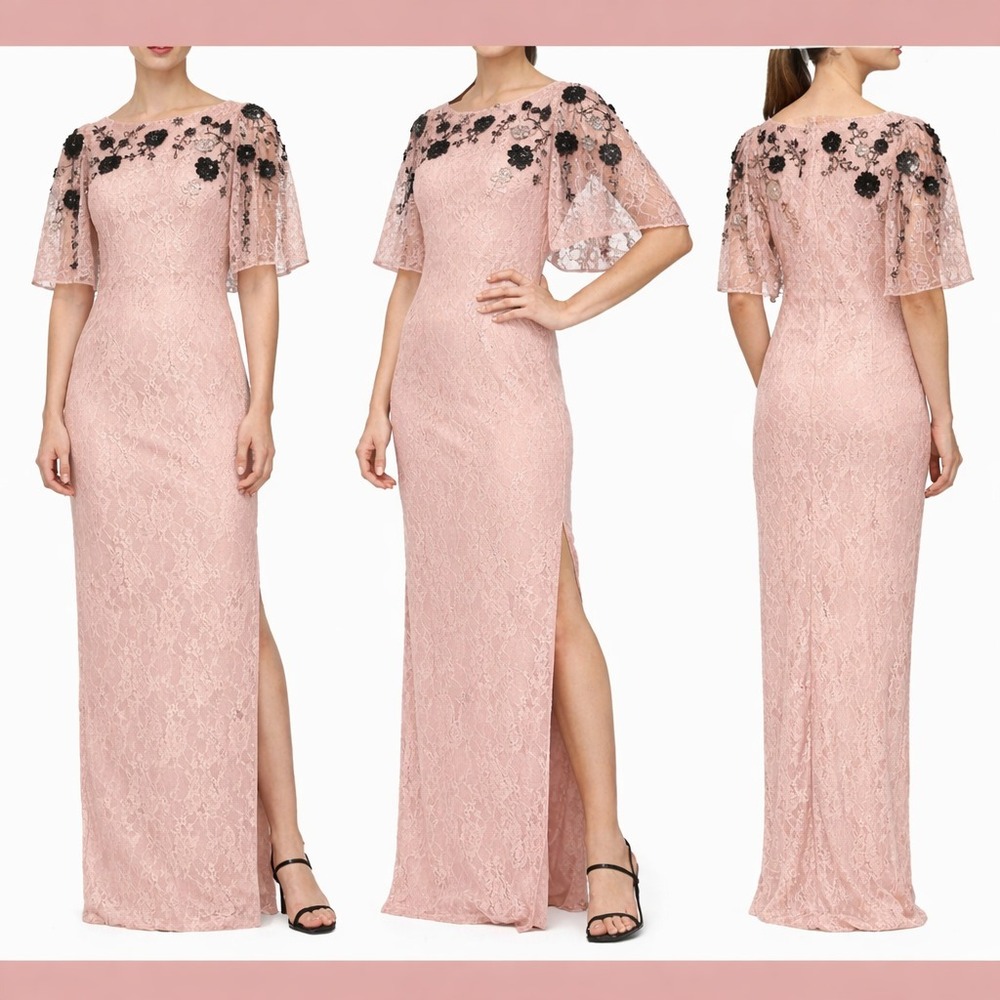 NWD $298 JS Collections [ NO‎ SIZE ] Kalani Embellished Lace Gown Pink #J2233